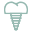 dentista o barco valdeorras Ilustración de un implante dental realizada por un dentista experto, que presenta un componente similar a un tornillo en la parte inferior y una estructura con forma de diente en la parte superior. La imagen se presenta en color verde azulado sobre un fondo transparente.