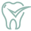 dentista o barco valdeorras El contorno verde azulado de un diente con una marca de verificación integrada en el diseño, lo que refleja la salud dental o la aprobación del dentista. La marca de verificación se integra perfectamente con el diente. El fondo es negro.